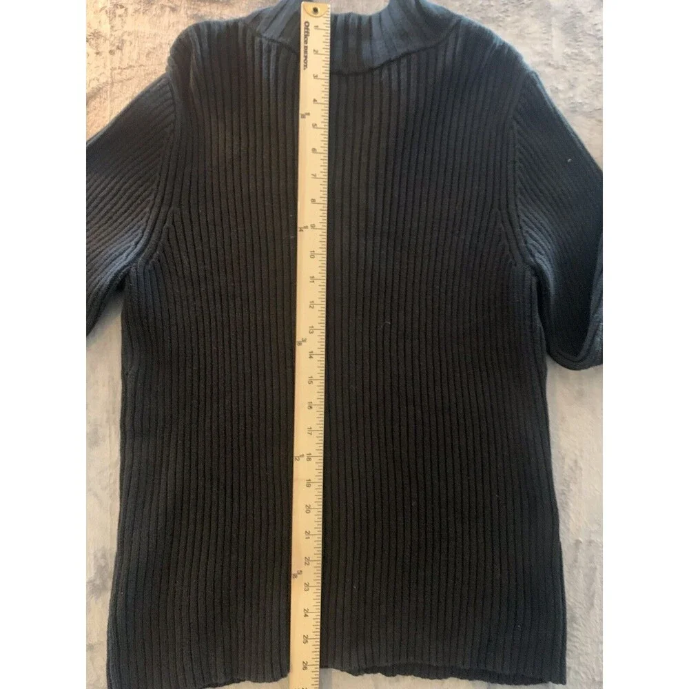 Liz & Co Woman  1X Black 1/4‎ Zip Pullover Ne Neck Sweater Large Heritage